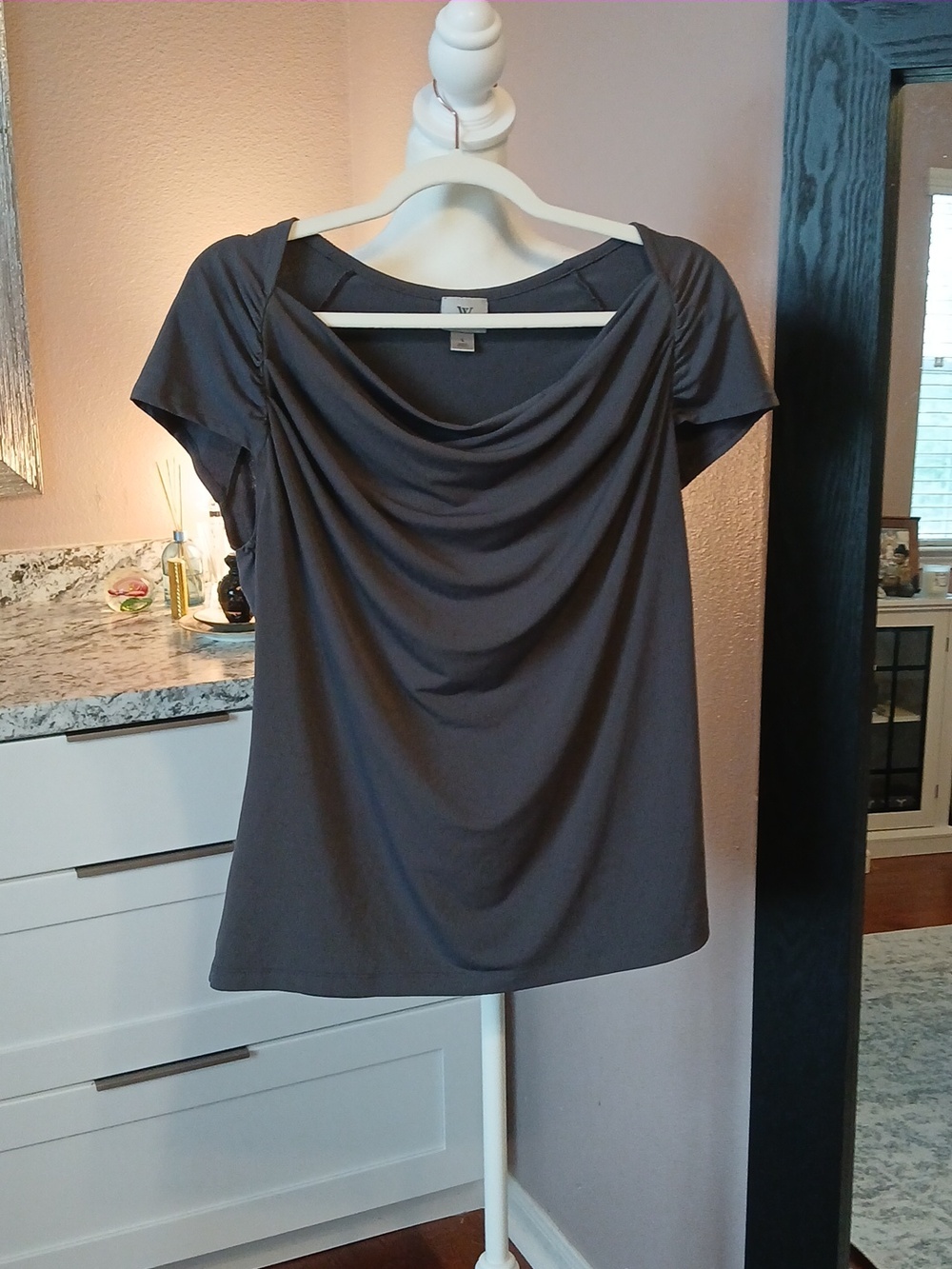 Worthington Drape Grey Blouse Top Size L